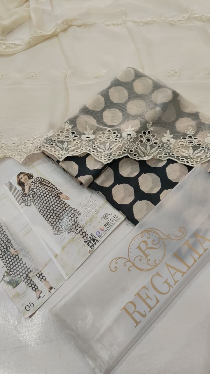 Print Kari With Cutwork | Regalia Textiles |RGT005