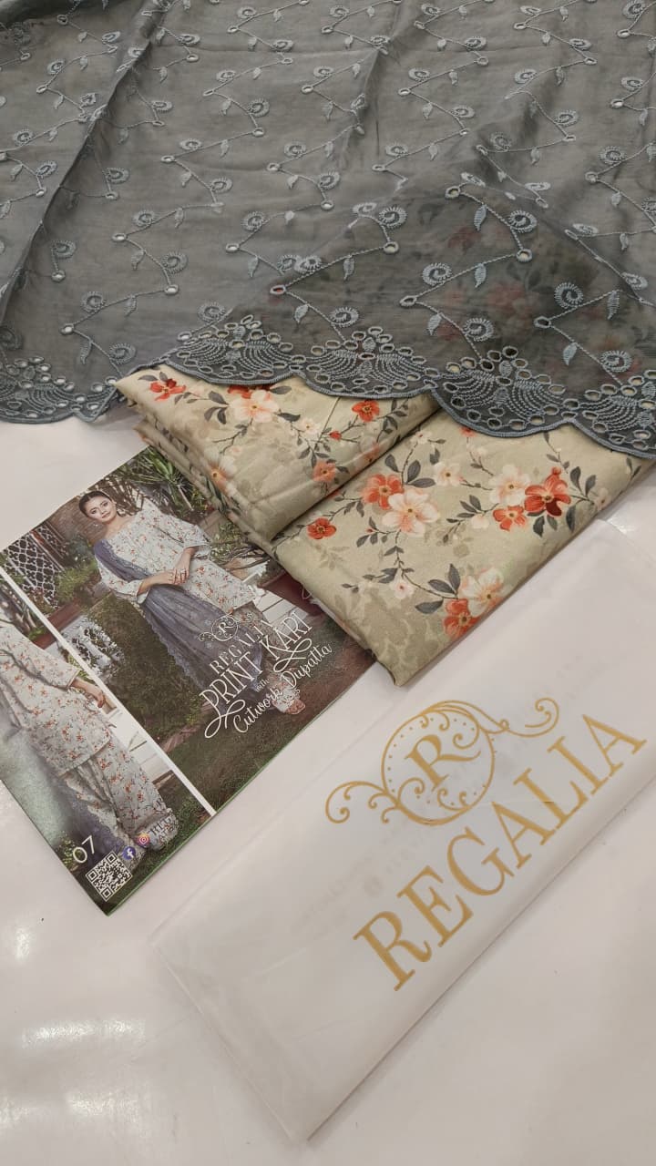 Print Kari With Cutwork | Regalia Textiles |RGT009