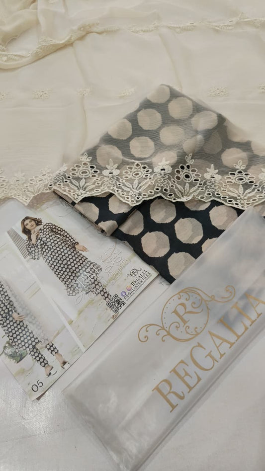 Print Kari With Cutwork | Regalia Textiles |RGT005