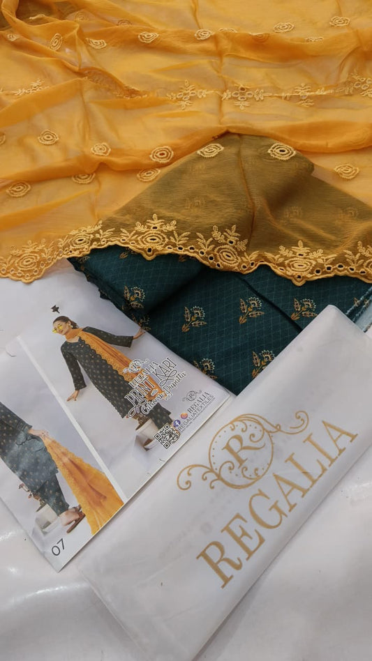 Print Kari With Cutwork | Regalia Textiles |RGT010